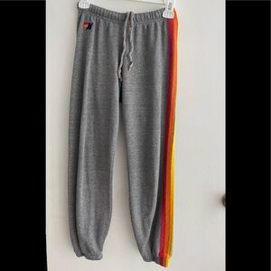 Women Aviator Nation Heather Gray 5 Stripe Sweatpants XS